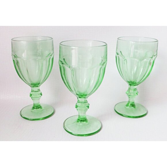 6 Vintage Libbey Duratuff Gibraltar Water Goblets Spanish Green Barware - Picture 3 of 5
